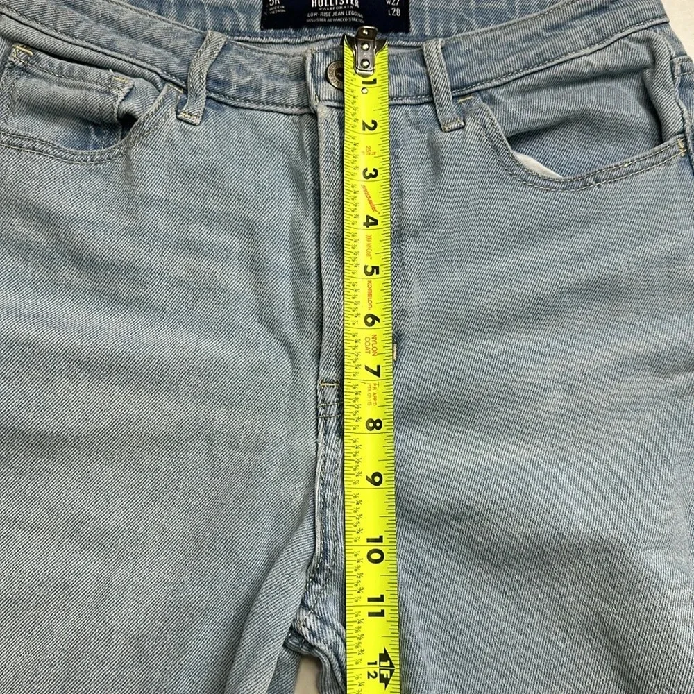 Hollister Womens Size 27 Low Rise Jean Legging Two Tone Denim Distressed Cut Off
